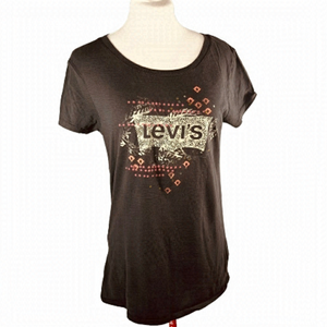 𝅺levi’s Black Capped Short Sleeve Logo T-Shirt Size L Style 53900-0159